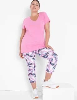 Livi Active Tops^Lane Bryant Livi Wicking V-Neck Performance Tee Fiji Flower