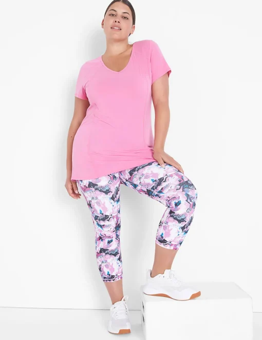 Livi Active Tops^Lane Bryant Livi Wicking V-Neck Performance Tee Fiji Flower