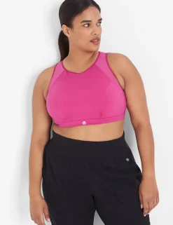 Sports Bras^Lane Bryant Livi Wireless Low-Impact Wicking High-Neck Sport Bra Fuchsia