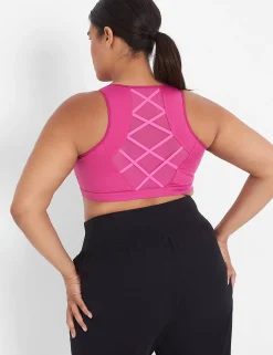 Sports Bras^Lane Bryant Livi Wireless Low-Impact Wicking High-Neck Sport Bra Fuchsia