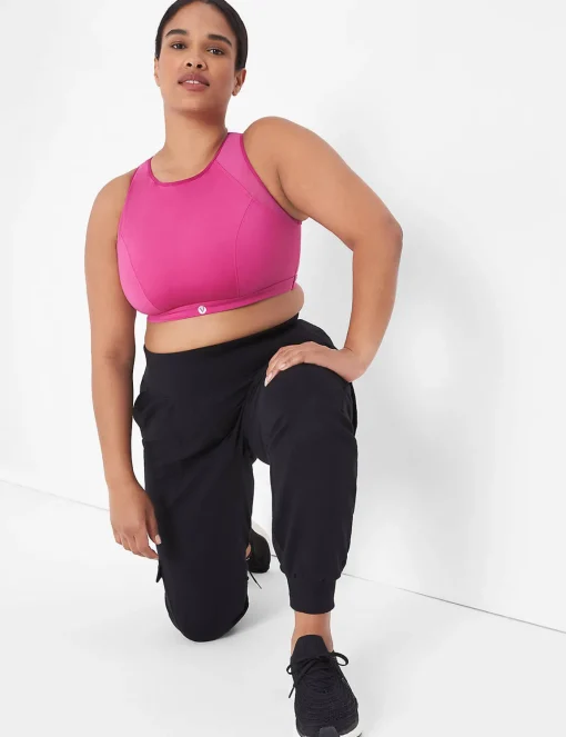 Sports Bras^Lane Bryant Livi Wireless Low-Impact Wicking High-Neck Sport Bra Fuchsia