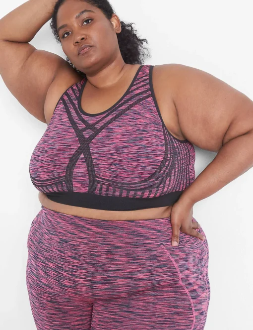 Sports Bras^Lane Bryant Livi Wireless Medium-Impact Seamless Sports Bra Pink Yarrow