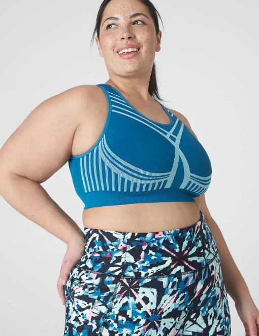 Sports Bras^Lane Bryant Livi Wireless Medium-Impact Zoned Seamless Sports Bra Ink Blue