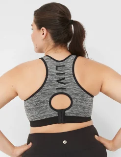 Sports Bras^Lane Bryant Livi Wireless Medium-Impact Seamless Sports Bra - Marl Black Marl