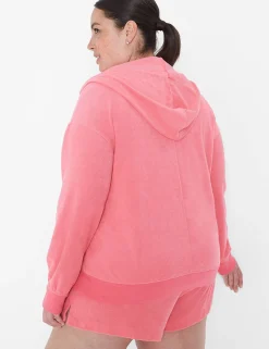 Livi Active Tops^Lane Bryant Livi Zip-Front Towel Terry Hoodie Honeysuckle
