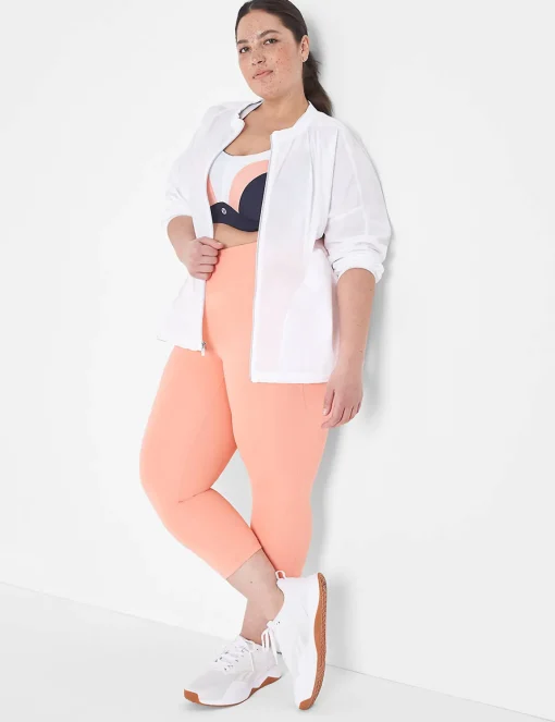 Livi Active Tops^Lane Bryant Livi Zip-Front Woven & Mesh Jacket White