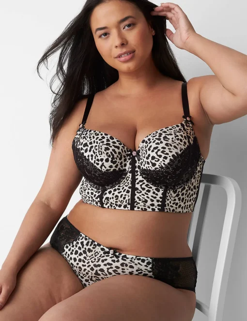 Underwire Bras^Lane Bryant Longline Boost Balconette Bra Animal Birch