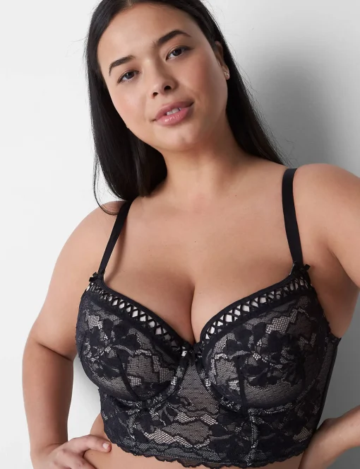 Sexy Bras^Lane Bryant Longline Boost Balconette Bra Black
