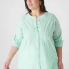 Shirts & Blouses^Lane Bryant Long-Sleeve Loose Button-Down Top Green Stripe