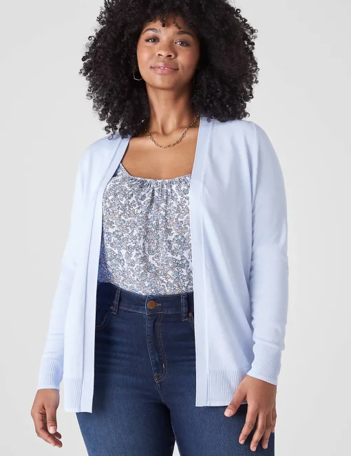 Cardigans^Lane Bryant Long-Sleeve Open-Front Cardigan Xenon Blue