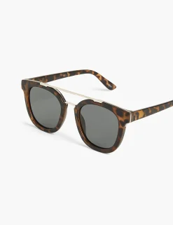 Sunglasses^Lane Bryant Matte Tort Cat Eye Plastic Aviator Natural Tortoise
