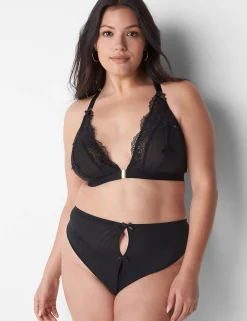 Thong Panties^Lane Bryant Mesh Split Gusset Thong Black