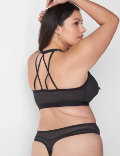 Thong Panties^Lane Bryant Mesh Split Gusset Thong Black