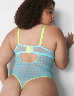 Bodysuits & Playsuits^Lane Bryant Mesh Unlined Balconette Bodysuit Blue Glow