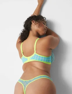 Plunge Bras^Lane Bryant Mesh Unlined High Apex Bra Blue Glow