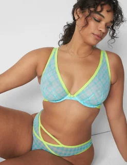 Underwire Bras^Lane Bryant Mesh Unlined High Apex Bra Blue Glow