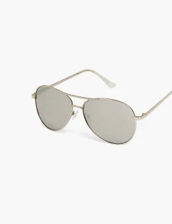 Sunglasses^Lane Bryant Metal Aviator With Rhinestone Detai Silver
