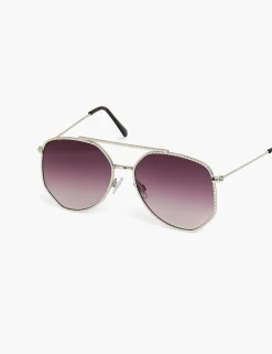 Sunglasses^Lane Bryant Metal Rope Detail Avaitor Sunglasse Silver