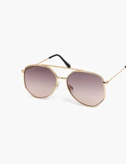Sunglasses^Lane Bryant Metal Rope Detail Avaitor Sunglasse Gold Tone