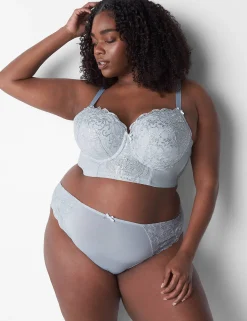 Sexy Panties^Lane Bryant Metallic Lace High-Leg Panty Gray Dawn