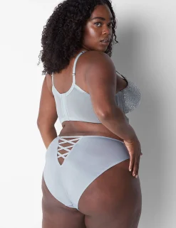 Sexy Panties^Lane Bryant Metallic Lace High-Leg Panty Gray Dawn
