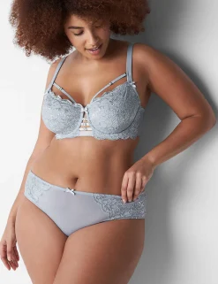 Cheeky Panties^Lane Bryant Metallic Lace-Back Cheeky Panty Gray Dawn