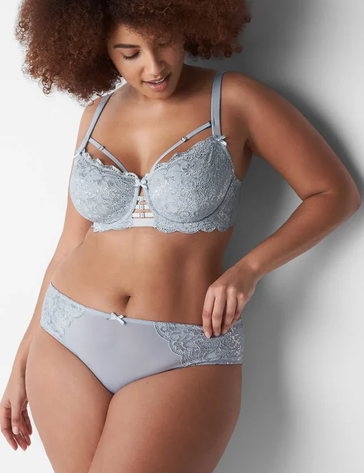 Cheeky Panties^Lane Bryant Metallic Lace-Back Cheeky Panty Gray Dawn