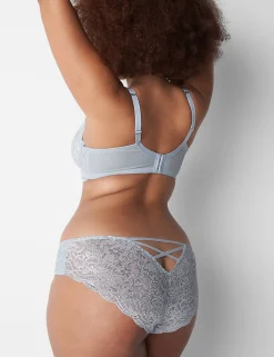 Cheeky Panties^Lane Bryant Metallic Lace-Back Cheeky Panty Gray Dawn