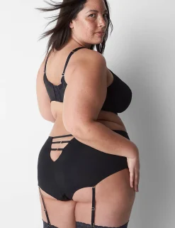Cheeky Panties^Lane Bryant Midi Cheeky Garter Panty - Cross-Dye Lace Black
