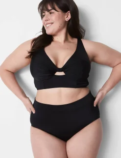 Swim Bottoms^Lane Bryant Mid-Waist Swim Brief Black