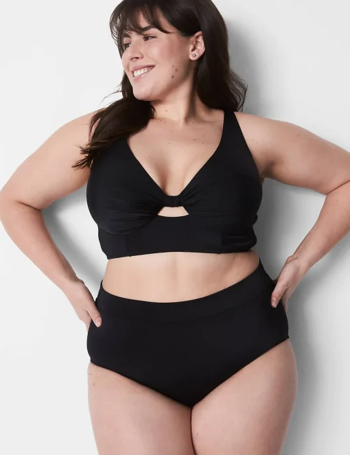 Swim Bottoms^Lane Bryant Mid-Waist Swim Brief Black