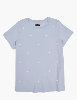 Knit Tops^Lane Bryant Modern Crew-Neck Daisy Embroidery Graphic Tee Blue Flower