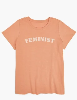 Knit Tops^Lane Bryant Modern Crew-Neck Feminist Graphic Tee Cafe Creme