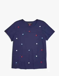 Knit Tops^Lane Bryant Modern Embroidered Americana Hearts Graphic Tee Navy
