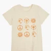Knit Tops^Lane Bryant Modern Florals & Peace Signs Graphic Tee Light Oatmeal Heather