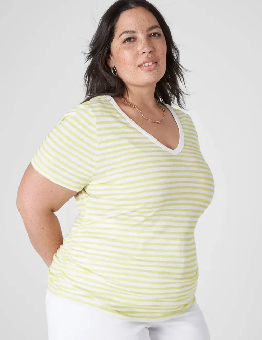 Knit Tops^Lane Bryant Modern Jersey Side-Ruched Tee Yellow Stripe