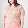 The Tee Shop^Lane Bryant Modern Jersey Side-Ruched Tee Mia Floral