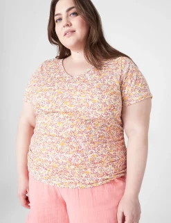 The Tee Shop^Lane Bryant Modern Jersey Side-Ruched Tee Mia Floral