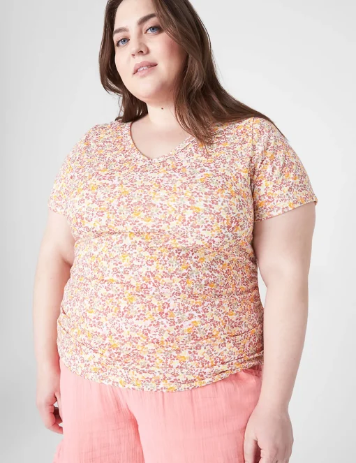 The Tee Shop^Lane Bryant Modern Jersey Side-Ruched Tee Mia Floral