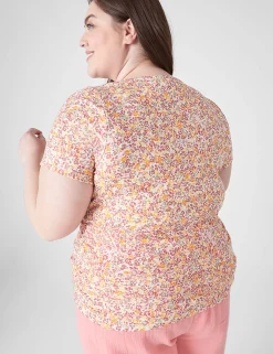 The Tee Shop^Lane Bryant Modern Jersey Side-Ruched Tee Mia Floral