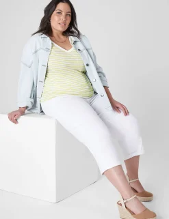 Knit Tops^Lane Bryant Modern Jersey Side-Ruched Tee Yellow Stripe