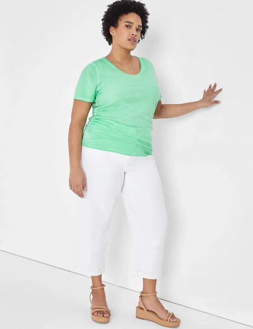 Knit Tops^Lane Bryant Modern Jersey Side-Ruched Tee Island Green