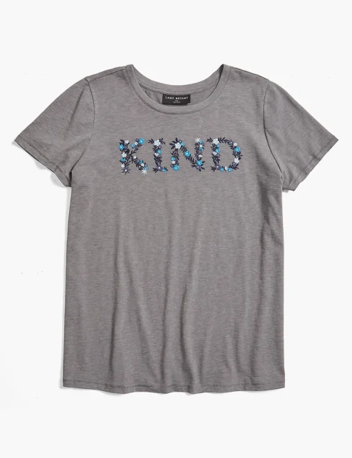 The Tee Shop^Lane Bryant Modern Kind Embroidered Graphic Tee Grey