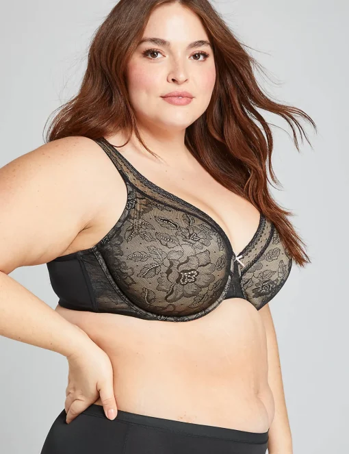 Full Coverage Bras^Lane Bryant Modern Lace Unlined Full Coverage Bra Black