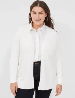 Cardigans^Lane Bryant Modern Long-Sleeve Open-Front Cardigan White