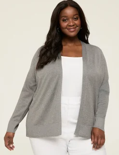 Cardigans^Lane Bryant Modern Long-Sleeve Open-Front Cardigan Medium Heather Grey