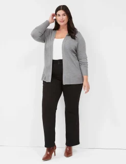Cardigans^Lane Bryant Modern Long-Sleeve Open-Front Cardigan Medium Heather Grey