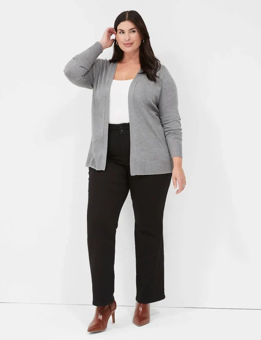 Cardigans^Lane Bryant Modern Long-Sleeve Open-Front Cardigan Medium Heather Grey