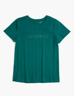 Knit Tops^Lane Bryant Modern Luckiest Graphic Tee Forest Green