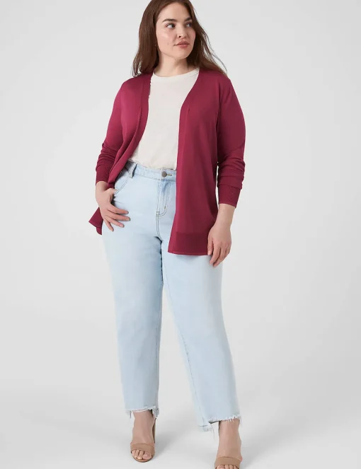 Sweaters^Lane Bryant Modern Open-Front Cardigan Burgundy